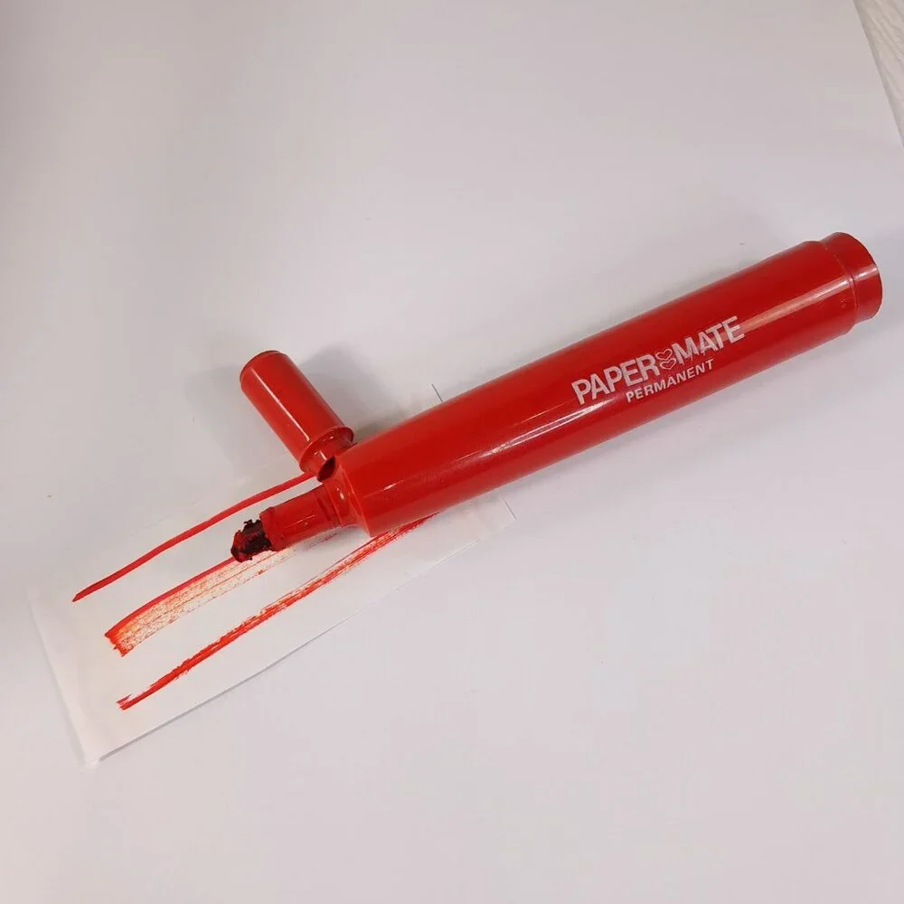 Vintage Papermate Permanent marker red El Marko Paper‎ mate elmarko WORKS